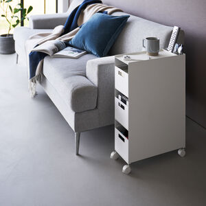 Tower laatikosto pyörillä valkoinen