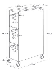 Tower laatikosto pyörillä valkoinen