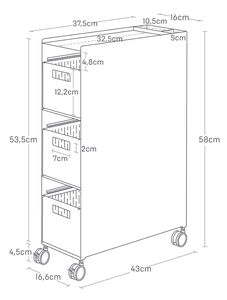 Tower laatikosto pyörillä musta