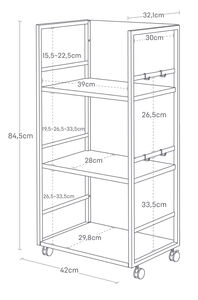 Tower säilytysvaunu 3 tasoa valk.