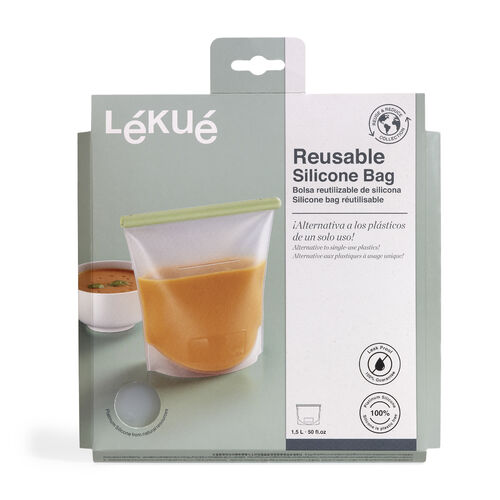 Suljettava silikonipussi 1,5 l