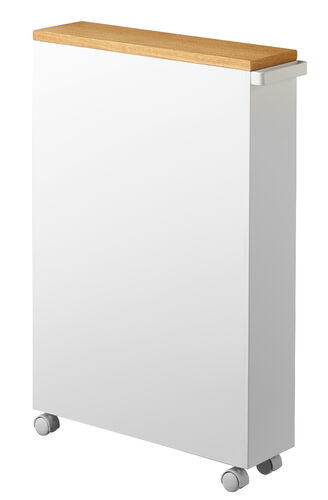 Tower kapea hyllykkö pyörillä valk.