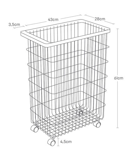 Tower pyykkikori pyörillä valkoinen